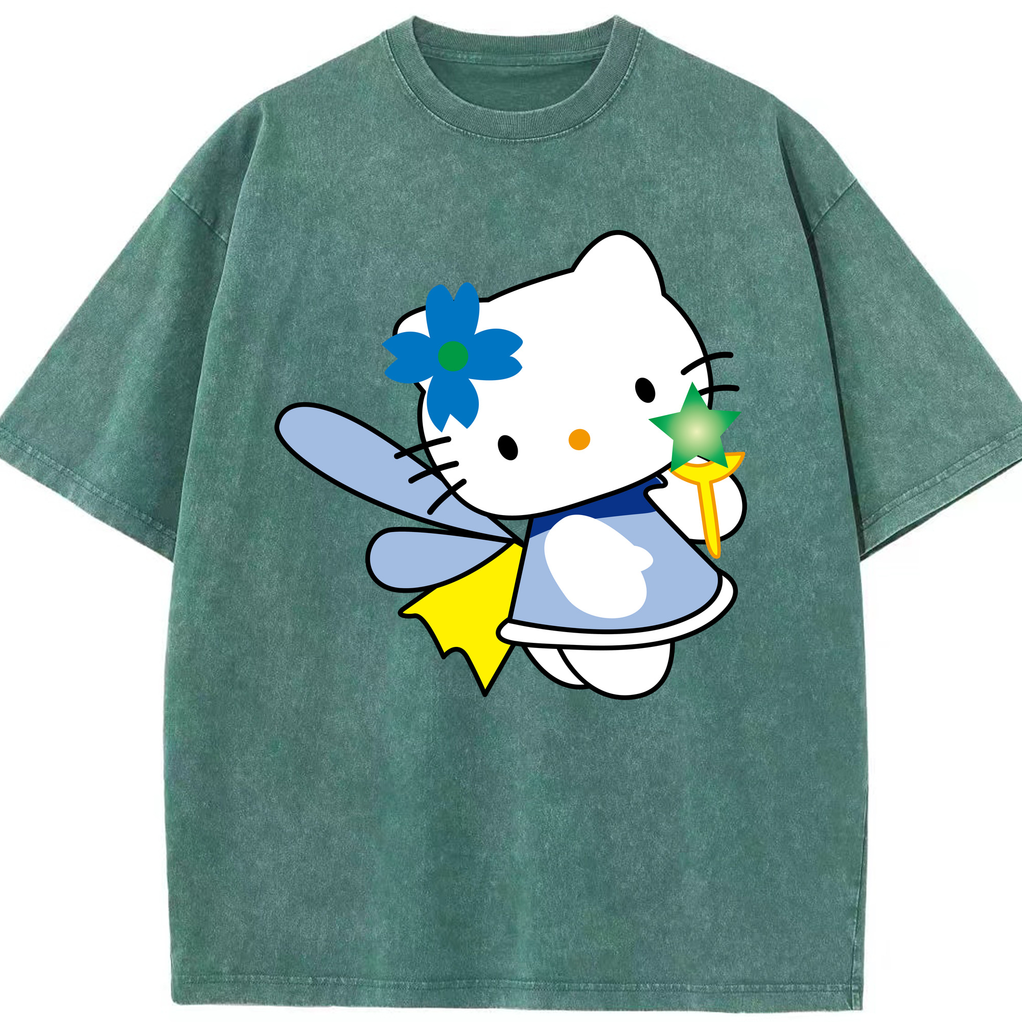 （画像用） Hello Kitty ハローキティ 綿100% ヴィンテージ風 半袖Tシャツ（フロントプリント）